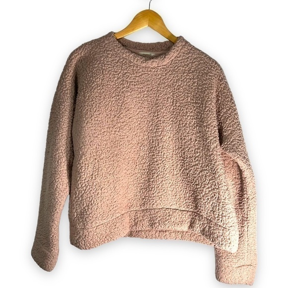 4 for $20 SALE! Harper Heritage Teddy Bear Sherpa Cropped Sweater, Dusty Rose, M - Picture 1 of 10